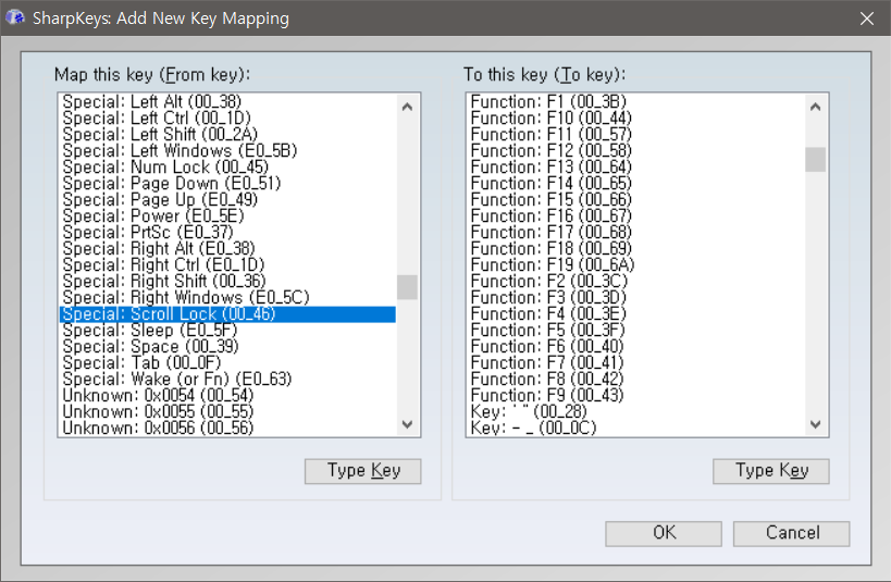 https://github.com/randyrants/sharpkeys/releases – sharpkeys 키맵핑 프로그램